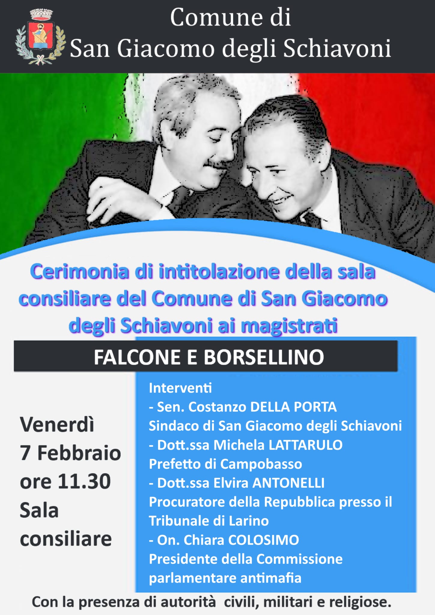 Cerimonia di intitolazione della sala consiliare ai magistrati Falcone e Borsellino